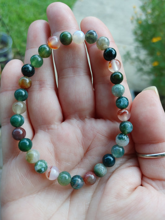 Indian Agate & Agate Crystal Bracelet