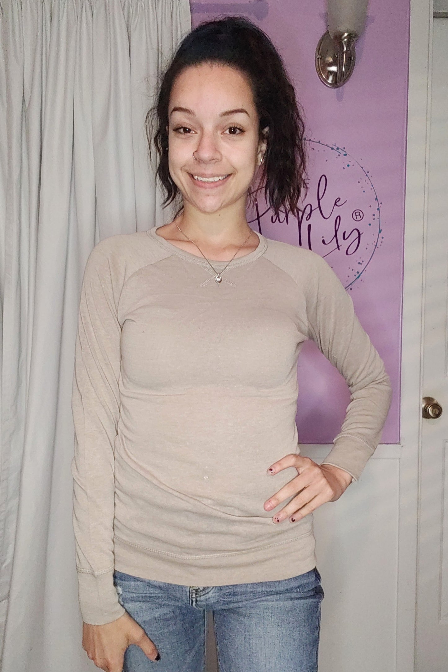 Basic Long Sleeve Top in Turquoise