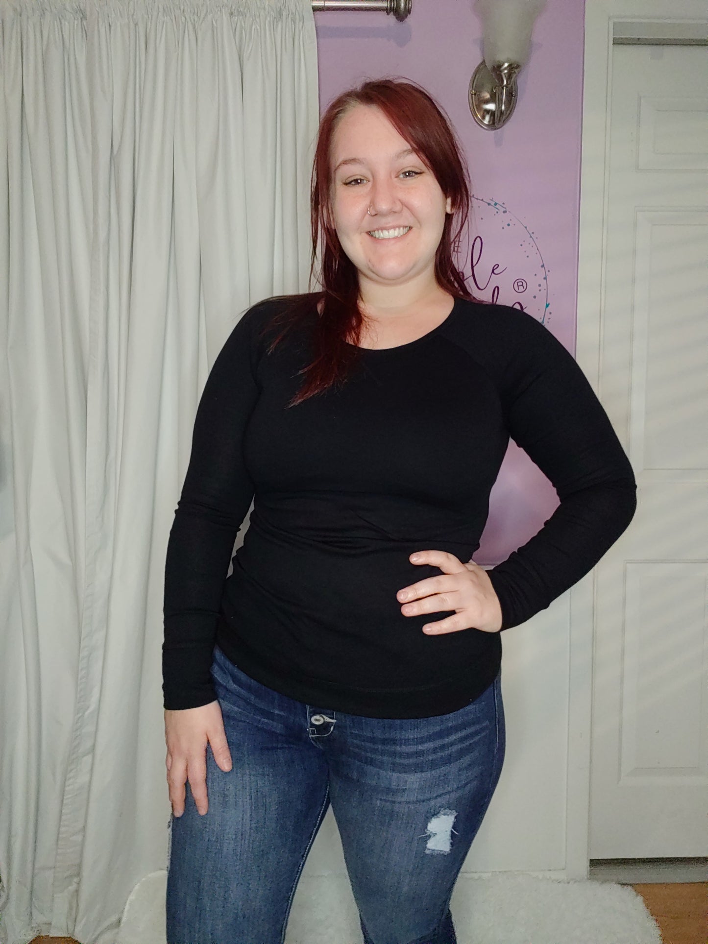 Basic Long Sleeve Top in Turquoise