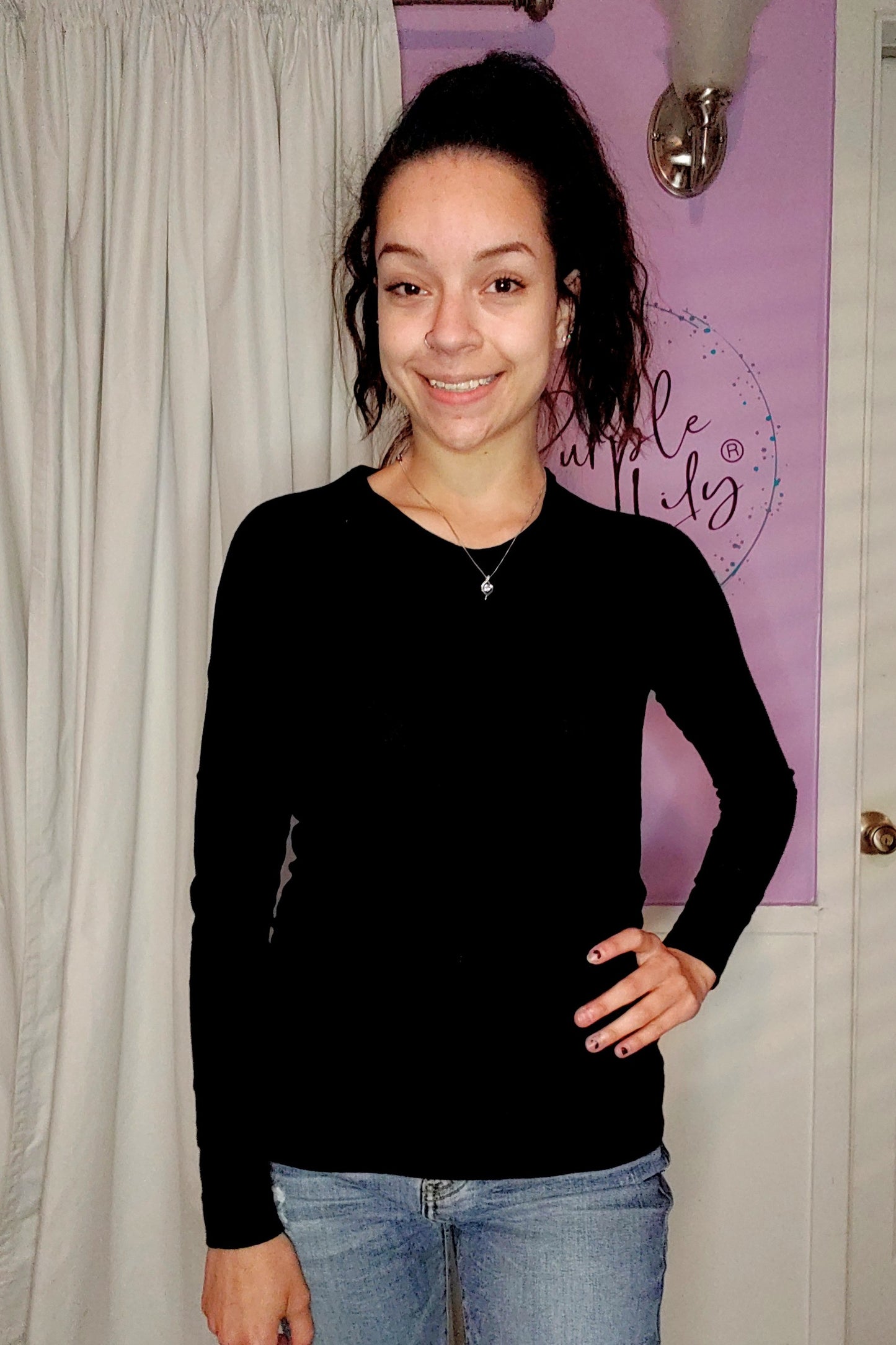 Basic Long Sleeve Top in Red