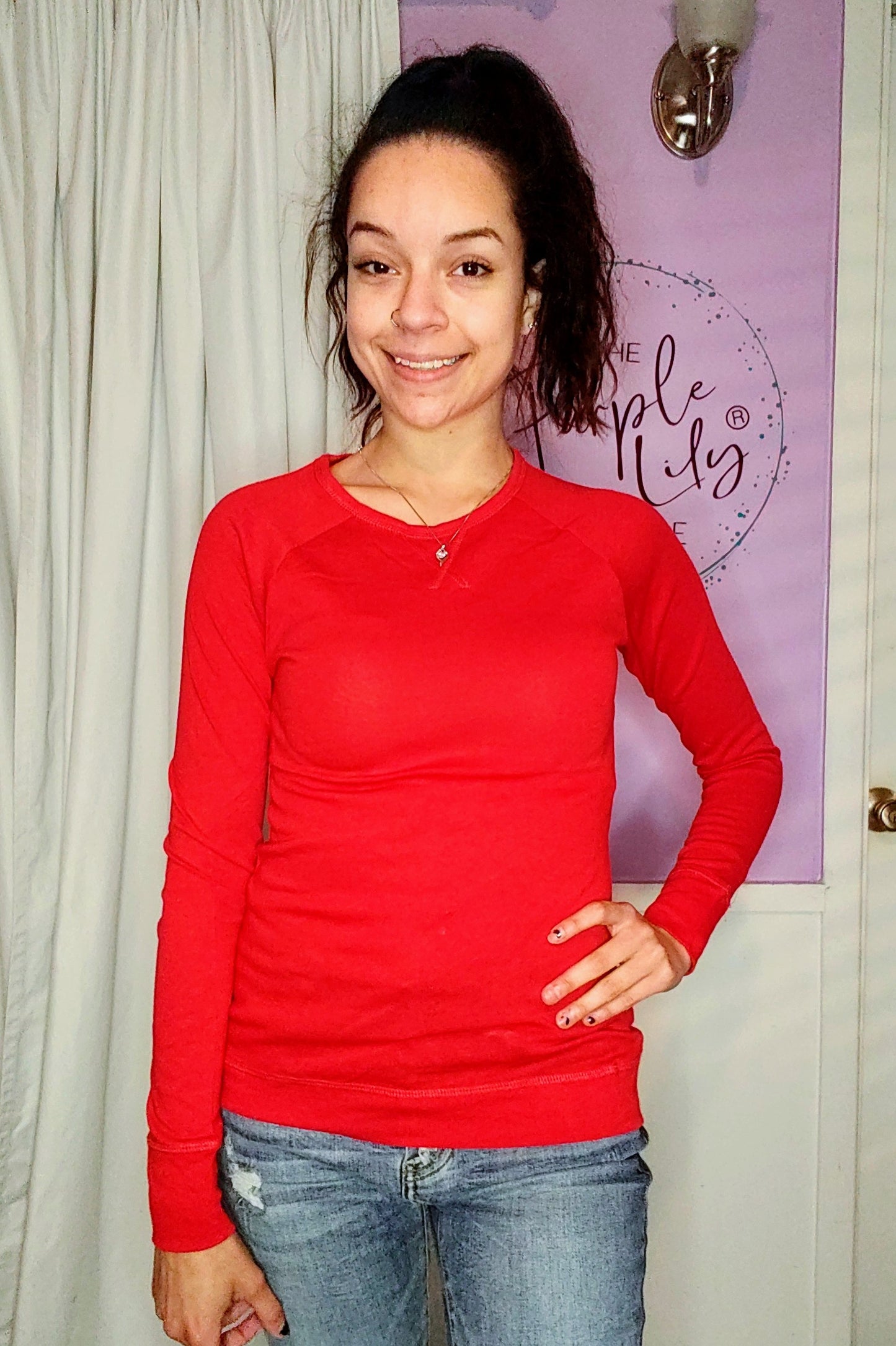 Basic Long Sleeve Top in Hot Pink