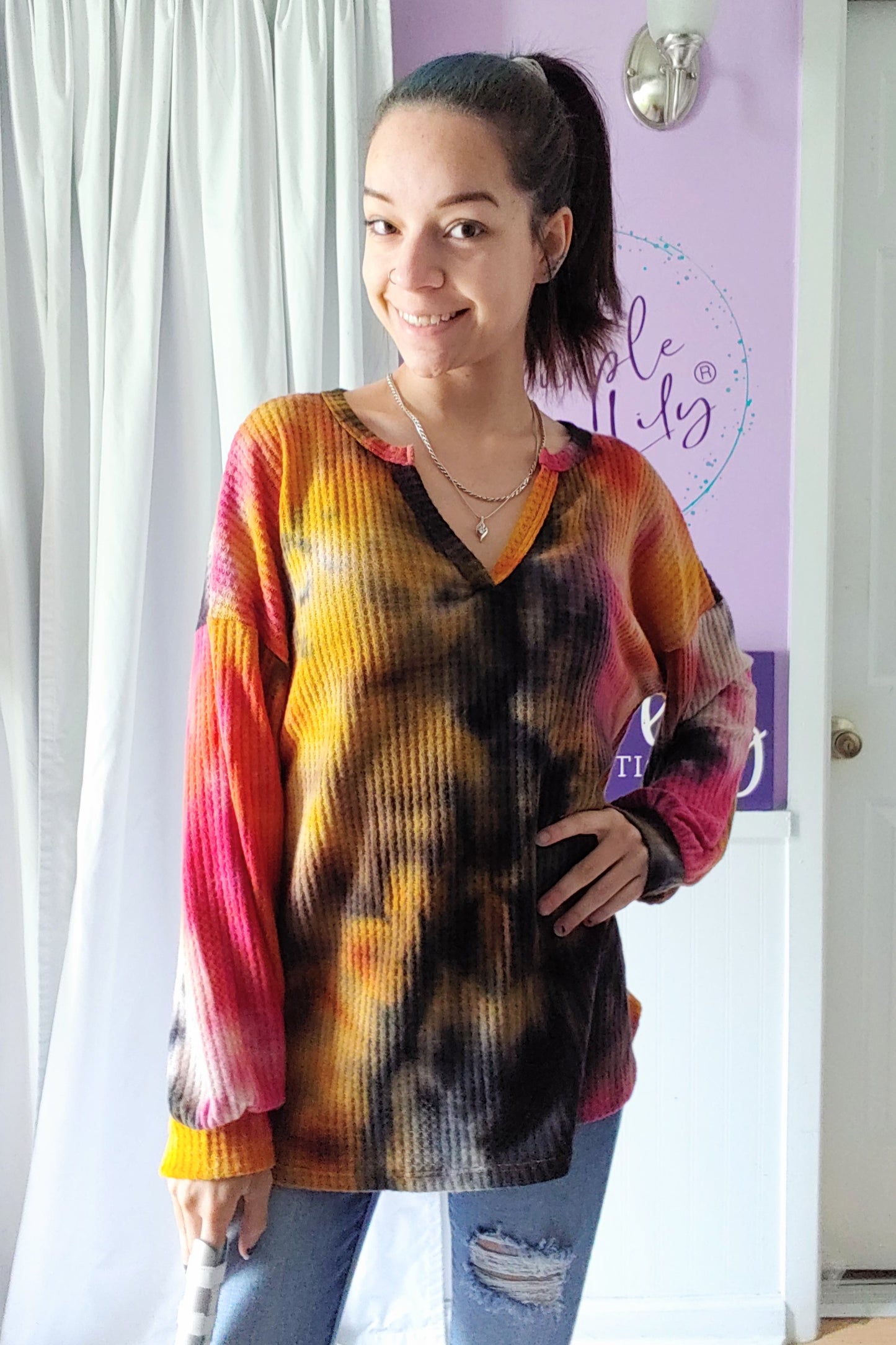 Burgundy Tie Dye Super Soft Waffle (S-XL)