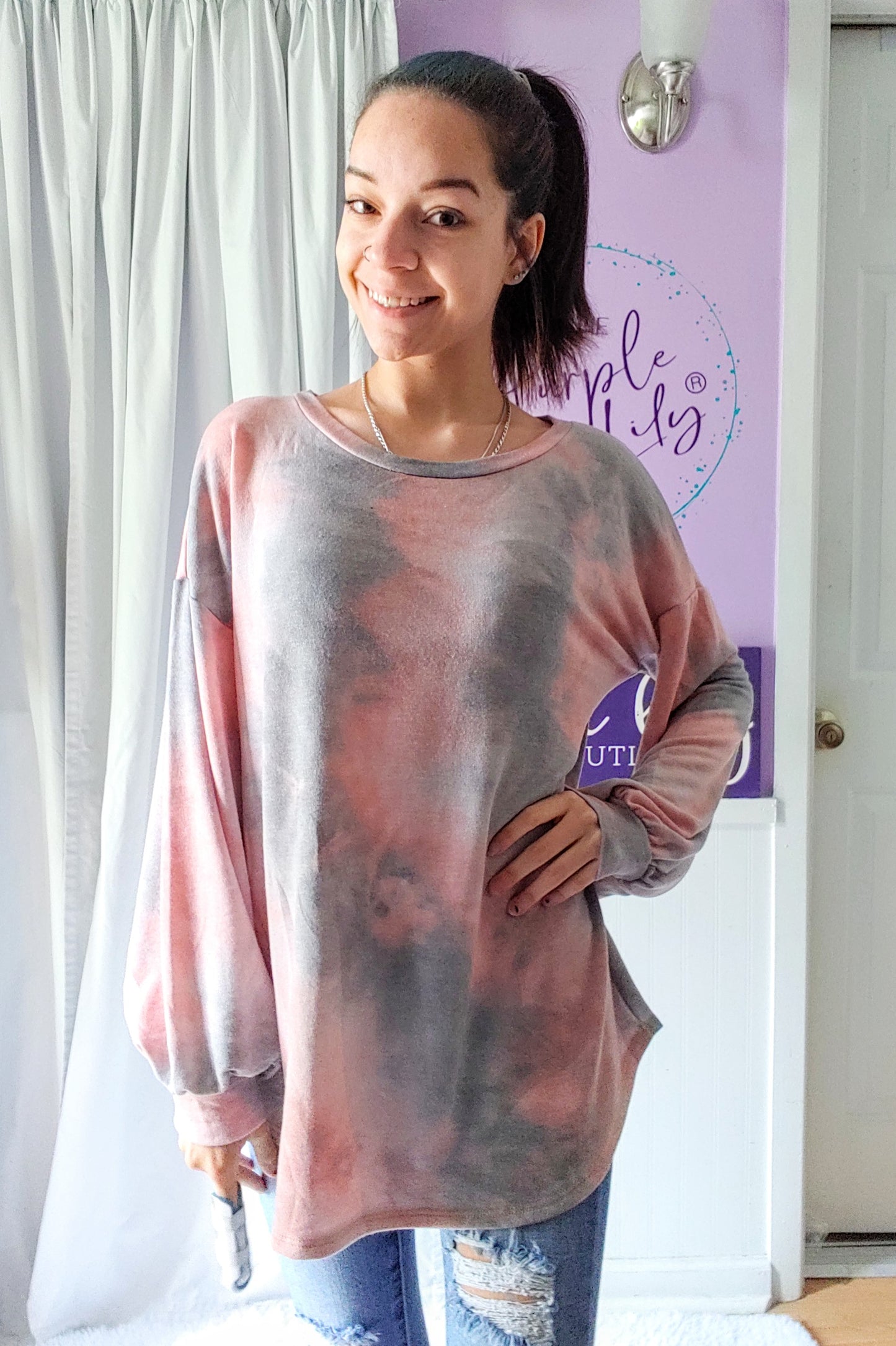 Pink Terry Tie Dye Top  (S-XL)