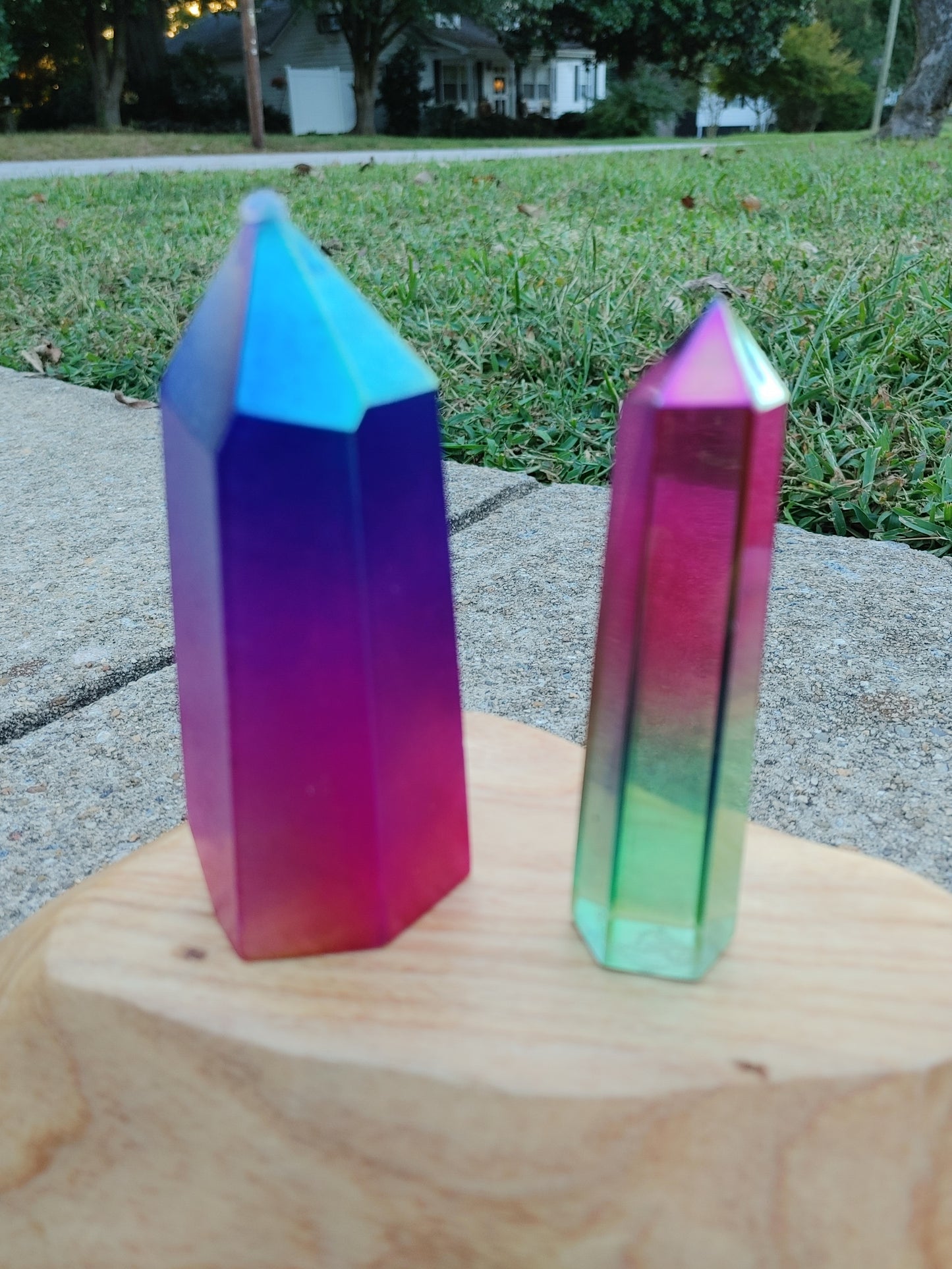 Opaque Aura Bi-color Quartz Tower