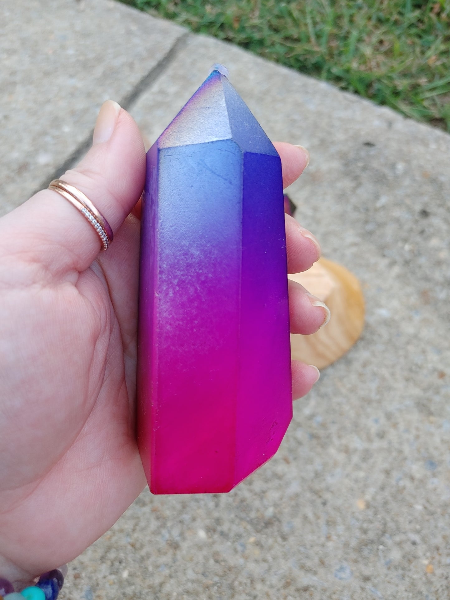 Opaque Aura Bi-color Quartz Tower