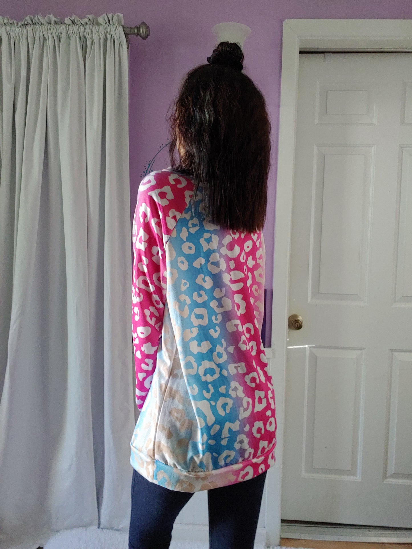 Fuchsia Rainbow Leopard Tunic  (S-XL)