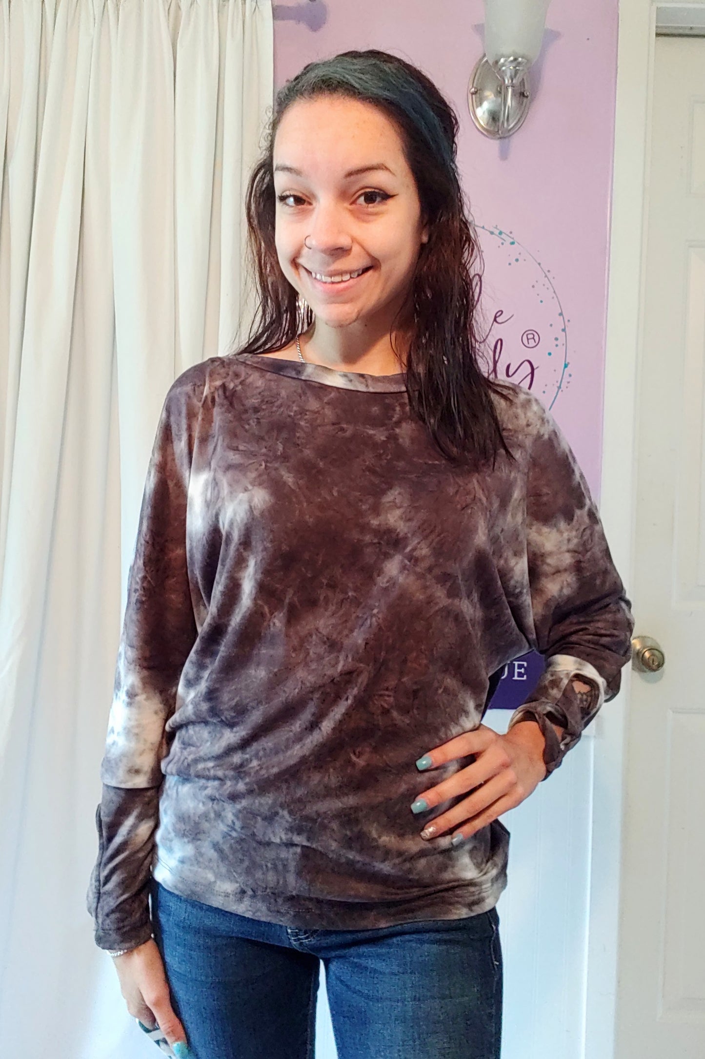 Celeste X Wrist Dolman in Grey Tie Dye (S-XL)