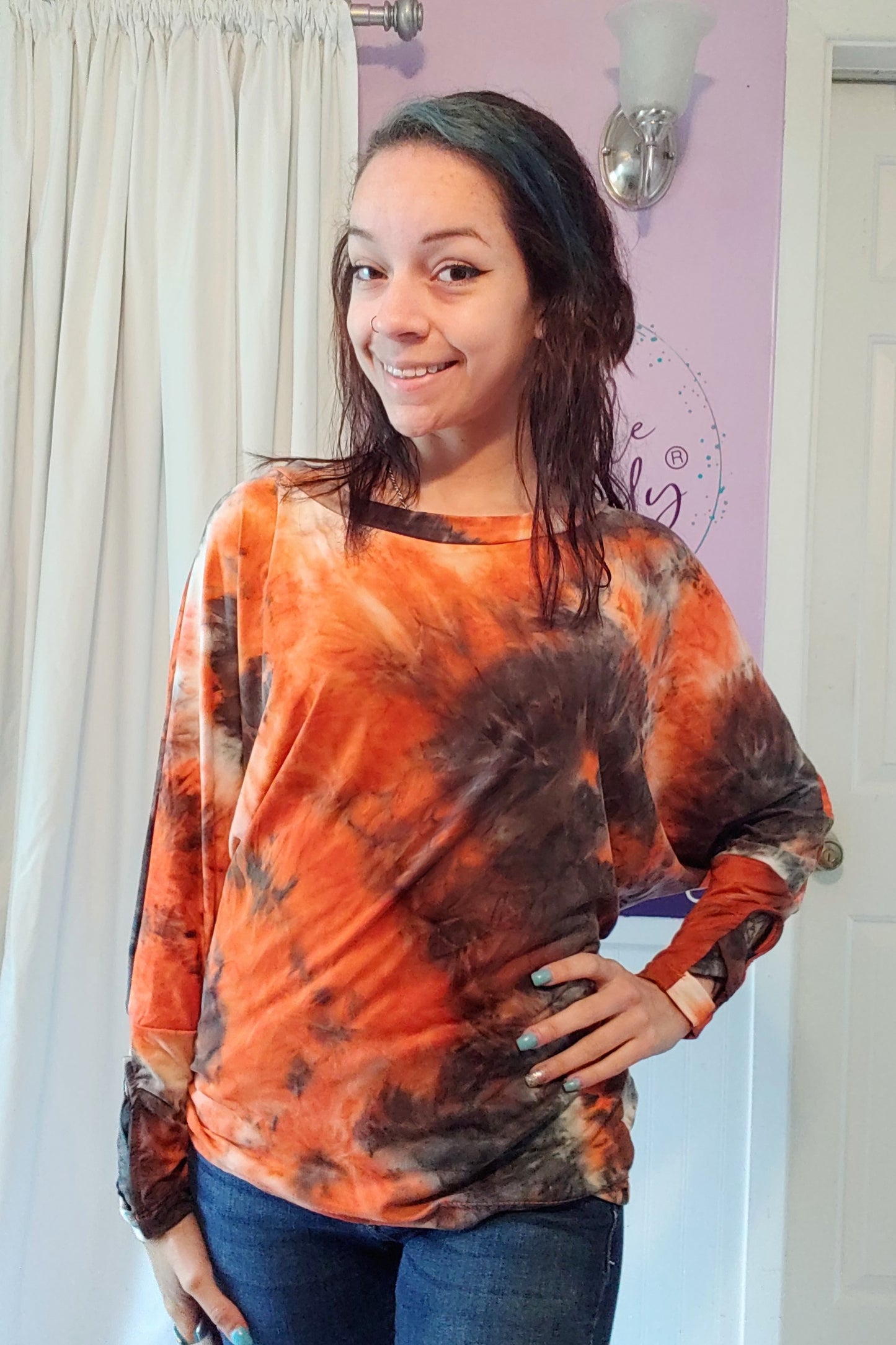 Celeste X Wrist Dolman in Grey Tie Dye (S-XL)