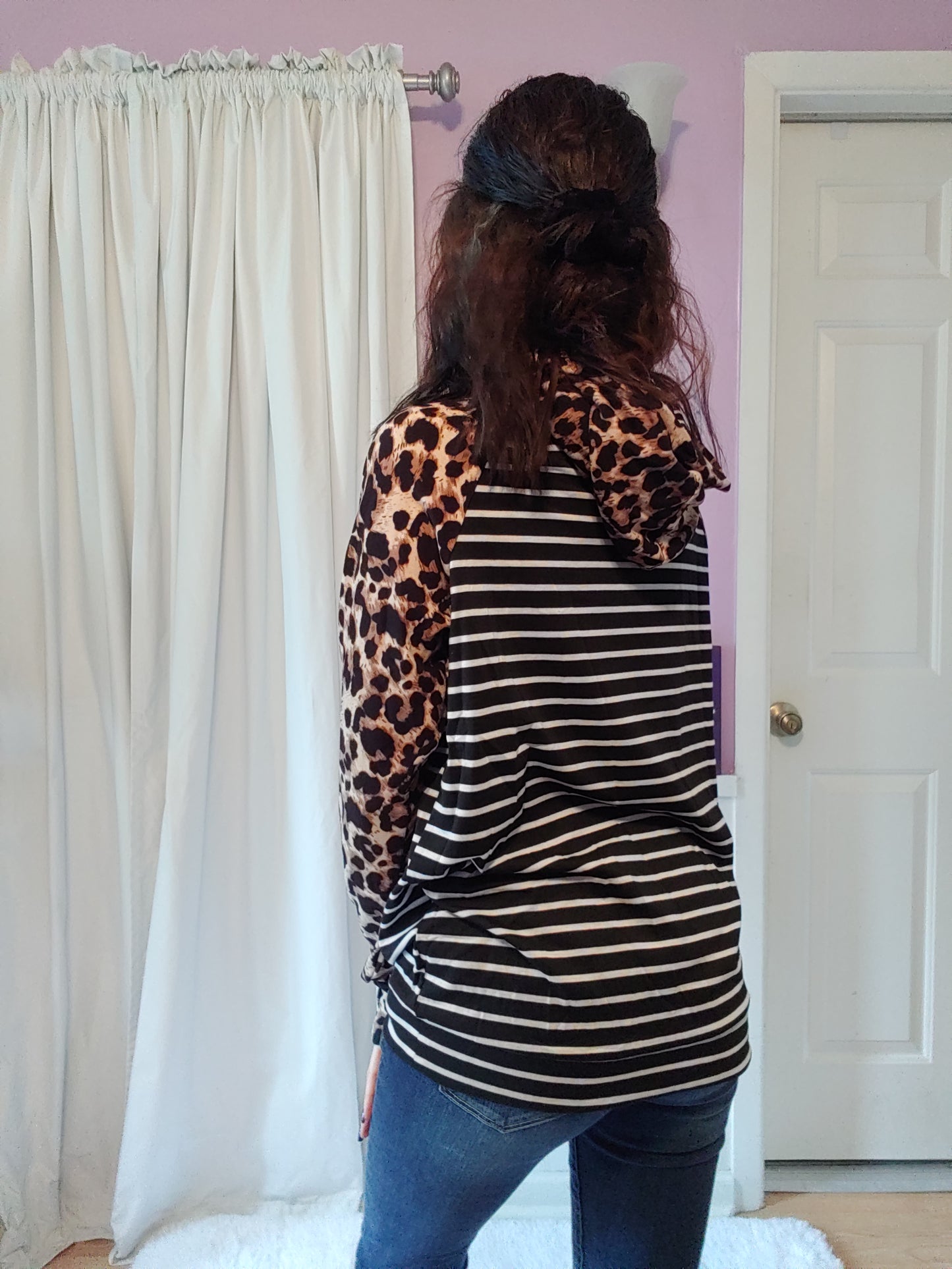 Leopard Stripe Double Hoodie
