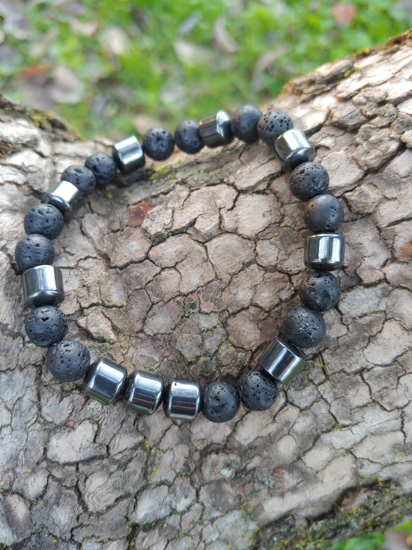 Hematite & Lava Crystal Bracelet