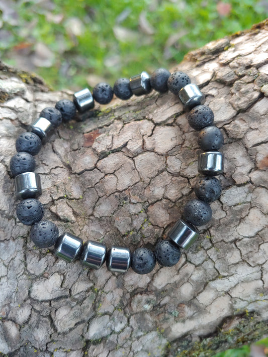 Hematite & Lava Crystal Bracelet