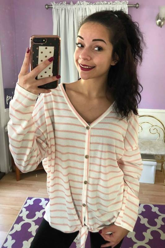 Pretty In Pink Striped Top