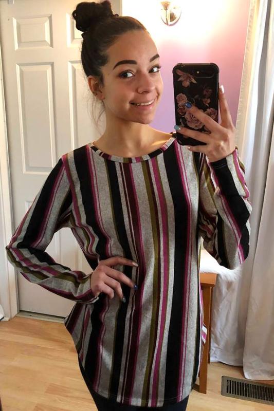 Vertical Stripe Cardigan S-XL