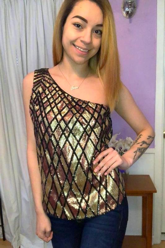 Glitter in Gold One Shoulder Top