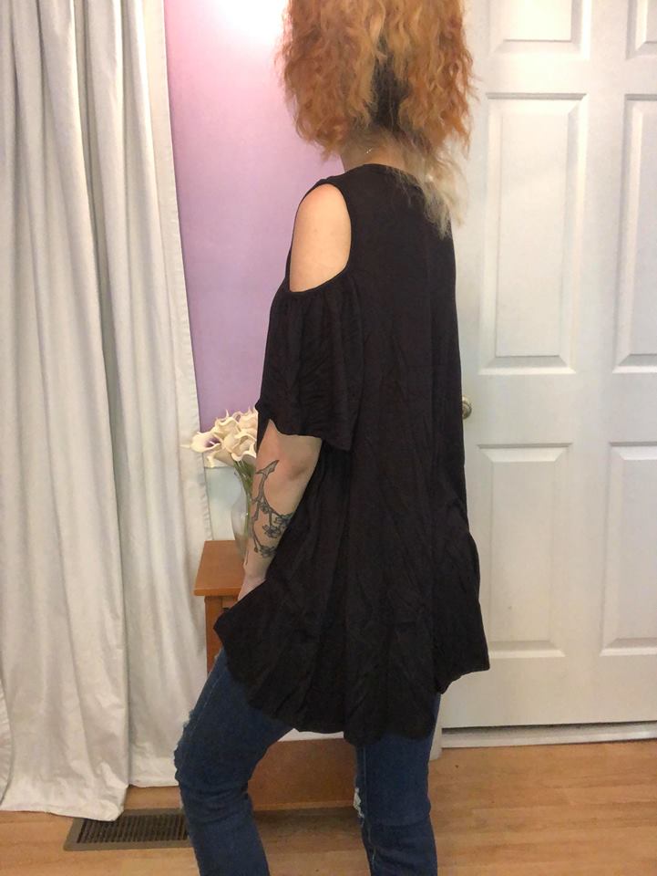 Betty Cold Shoulder Top in Black