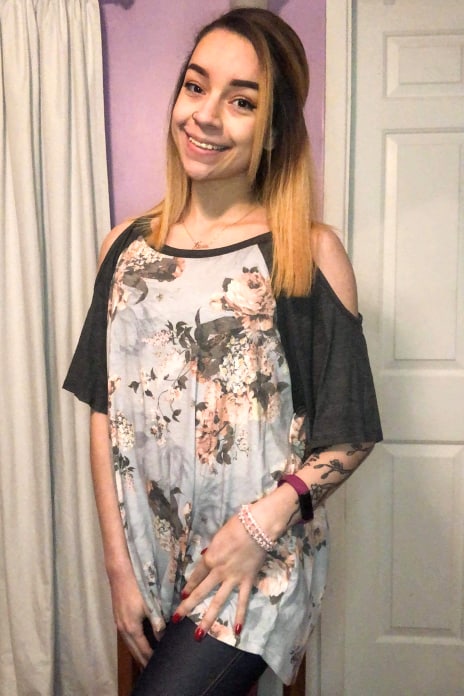 Grey Floral Cold Shoulder Top