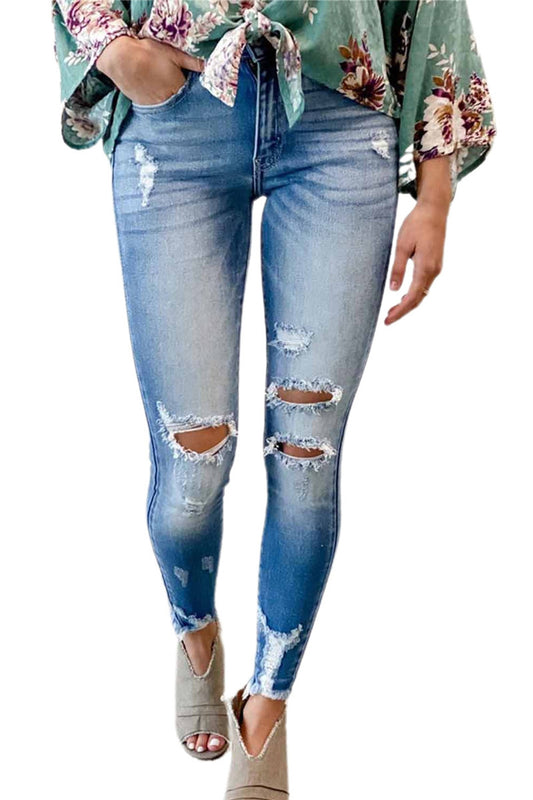 Lori Med Distressed Skinny Jeans