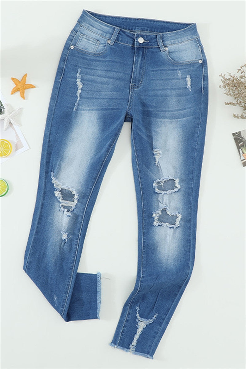 Lori Med Distressed Skinny Jeans