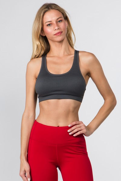Charcoal Cut Out Sports Bra Tank