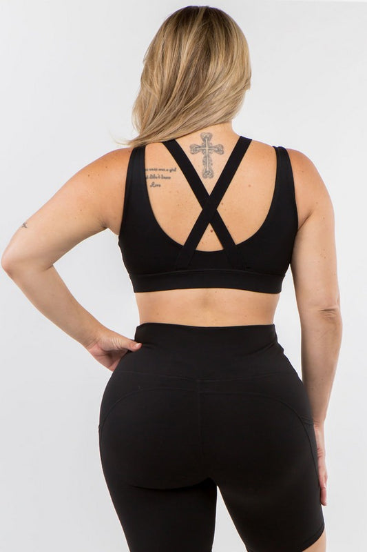 Black Cross Back Sports Bra Tank XL