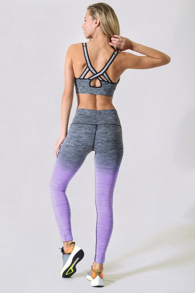 Grey To Purple Ombre Workout Leggings