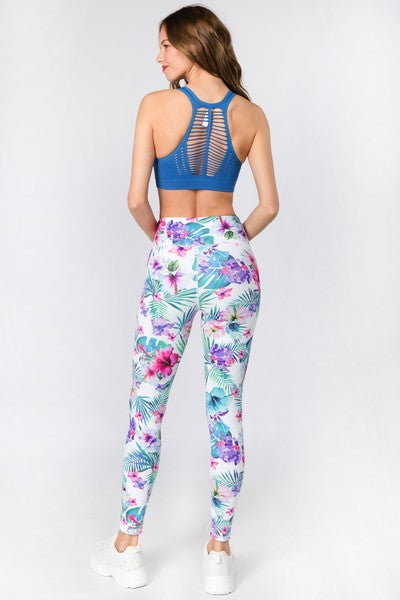Trinity Tropical Ivory Workout Leggings
