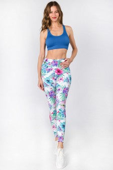 Trinity Tropical Ivory Workout Leggings