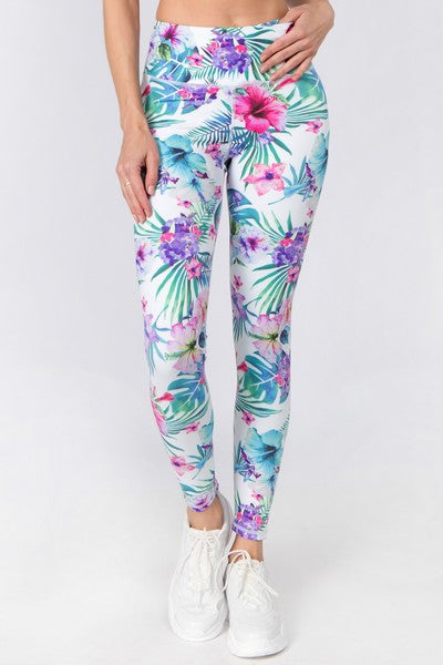 Trinity Tropical Ivory Workout Leggings