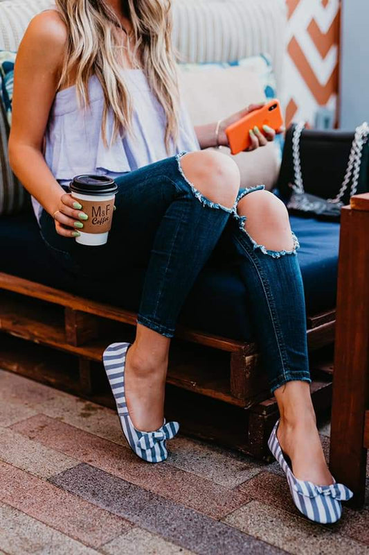 Striped Bow Flats