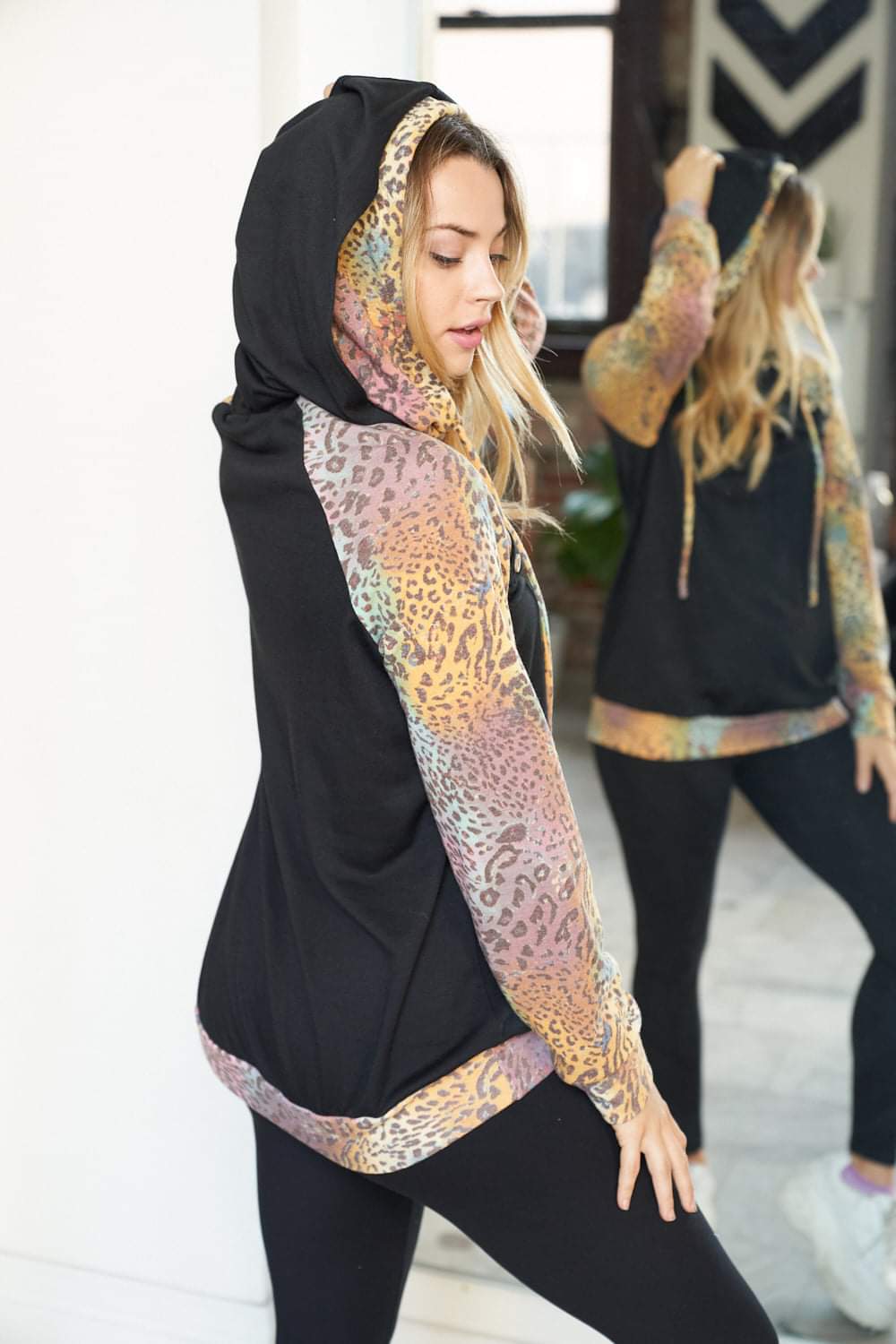 Black Leopard Rainbow Hoodie