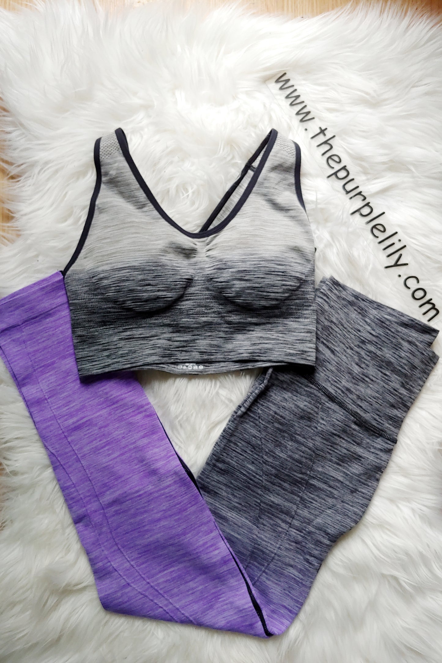 Grey To Purple Ombre Workout Leggings