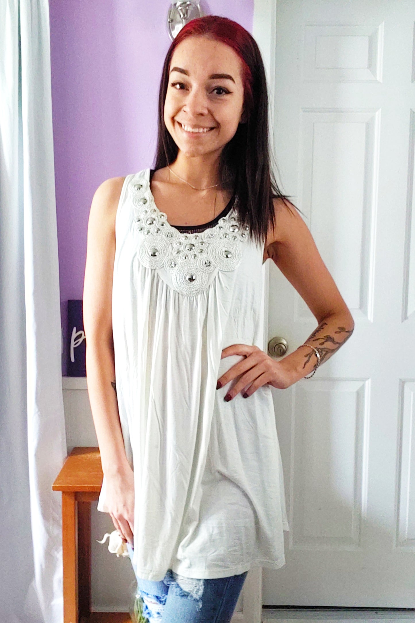 Holly Ivory Beaded Tank