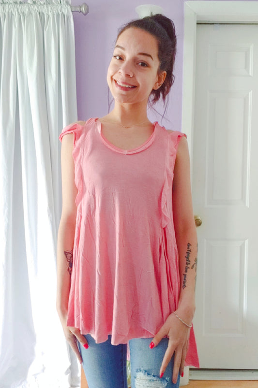Coral Belle Ruffle Tank
