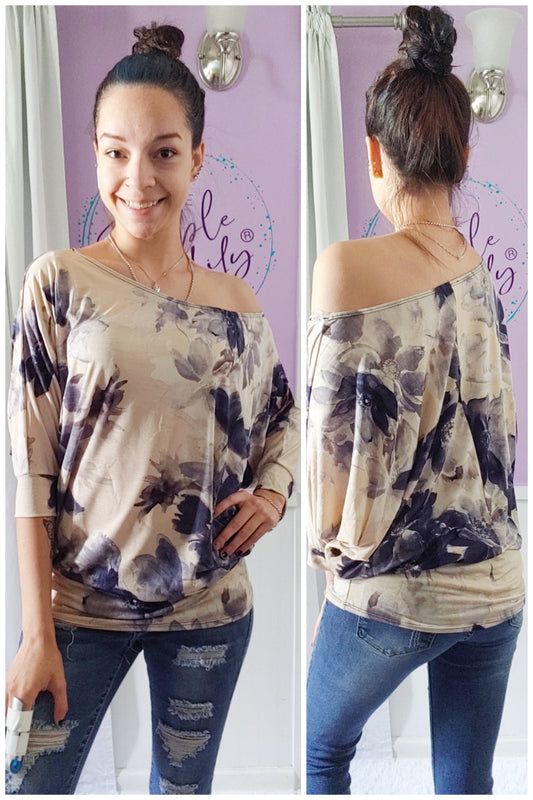 Navy Big Flower Dolman (S-XL)