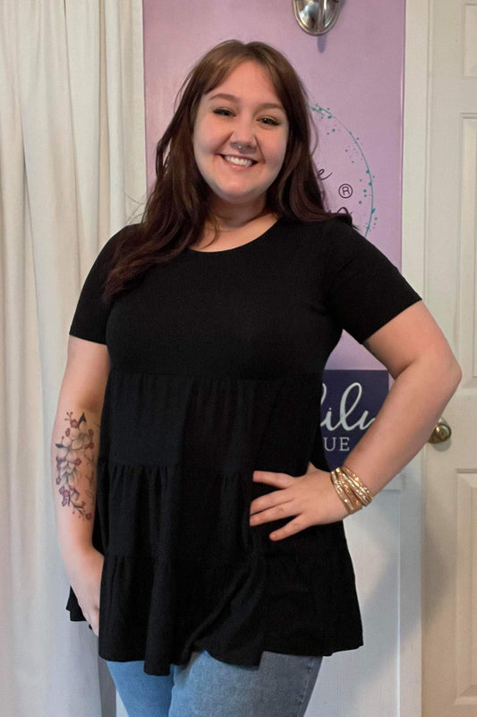 Black 3 Tier Baby Doll Top (S-XL)