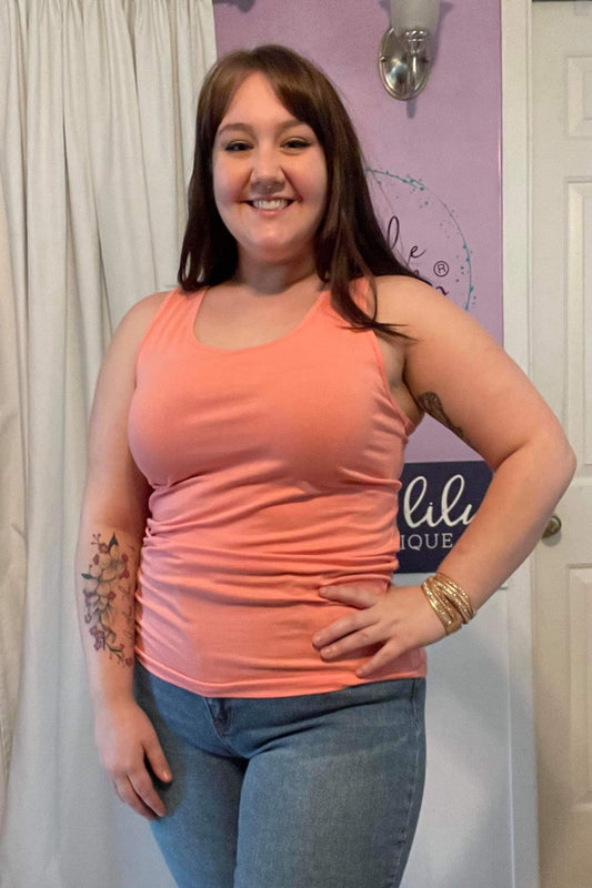 Racerback Tank in Coral (S-XL)