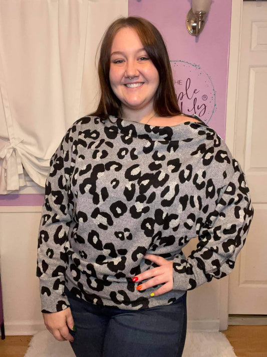 Grey Leopard Zip Dolman