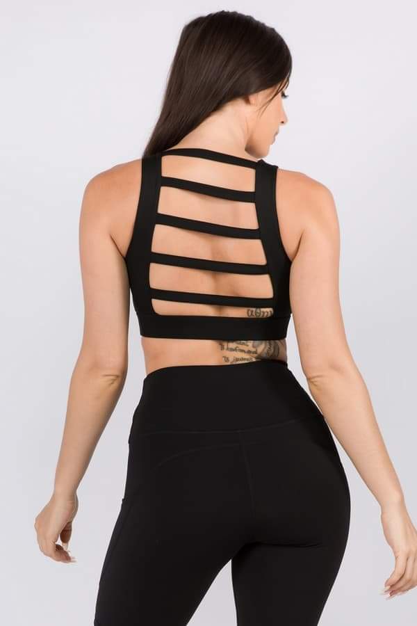 Black Ladder Back Sports Bra Tank