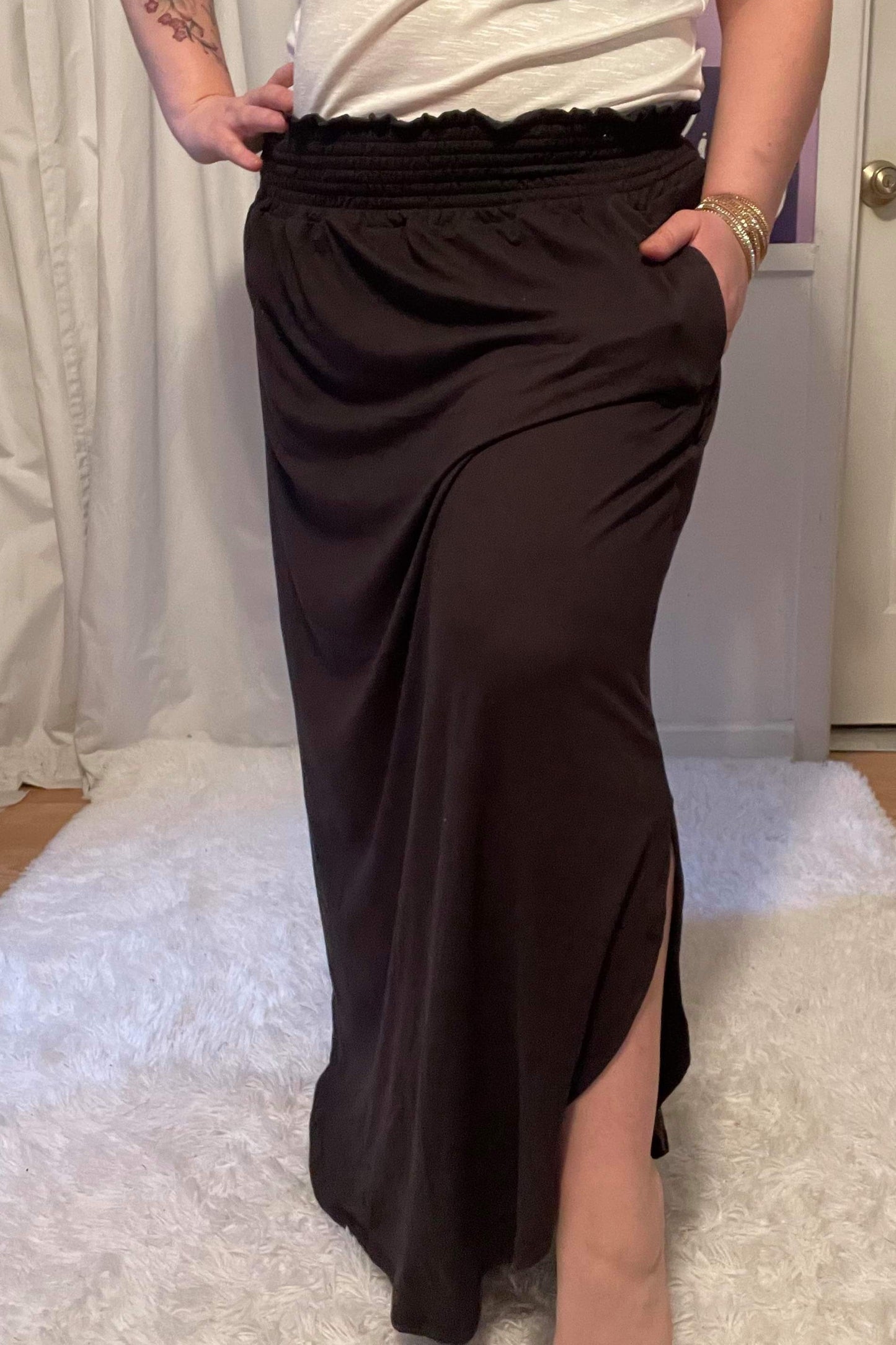 Darcy Slit Maxi Skirt in Coral (S-XL)