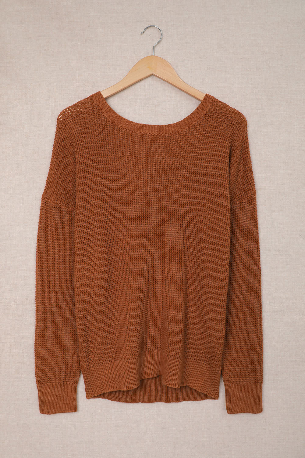 Crisscross Back Boat Neck Sweater