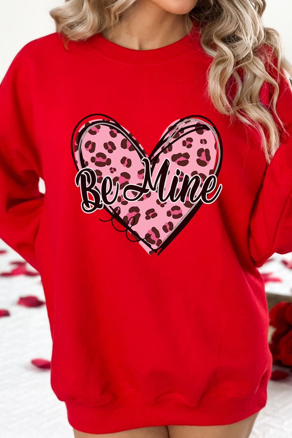 Valentine's Day BE MINE Heart Long Sleeve Sweatshirt