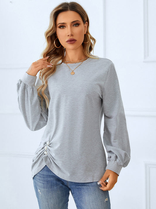 Ruched Detail Round Neck T-Shirt