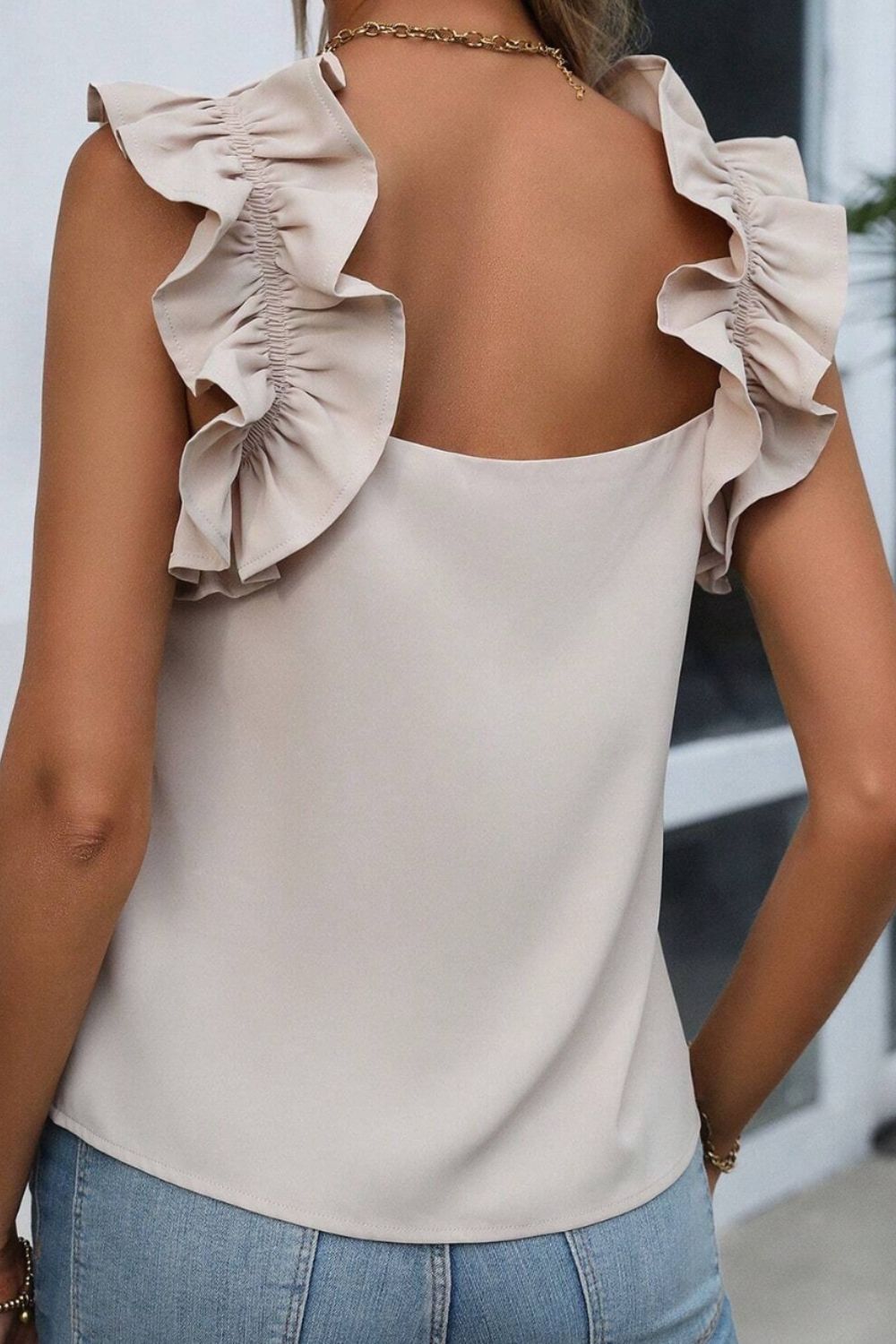 Ruffled Square Neck Tank