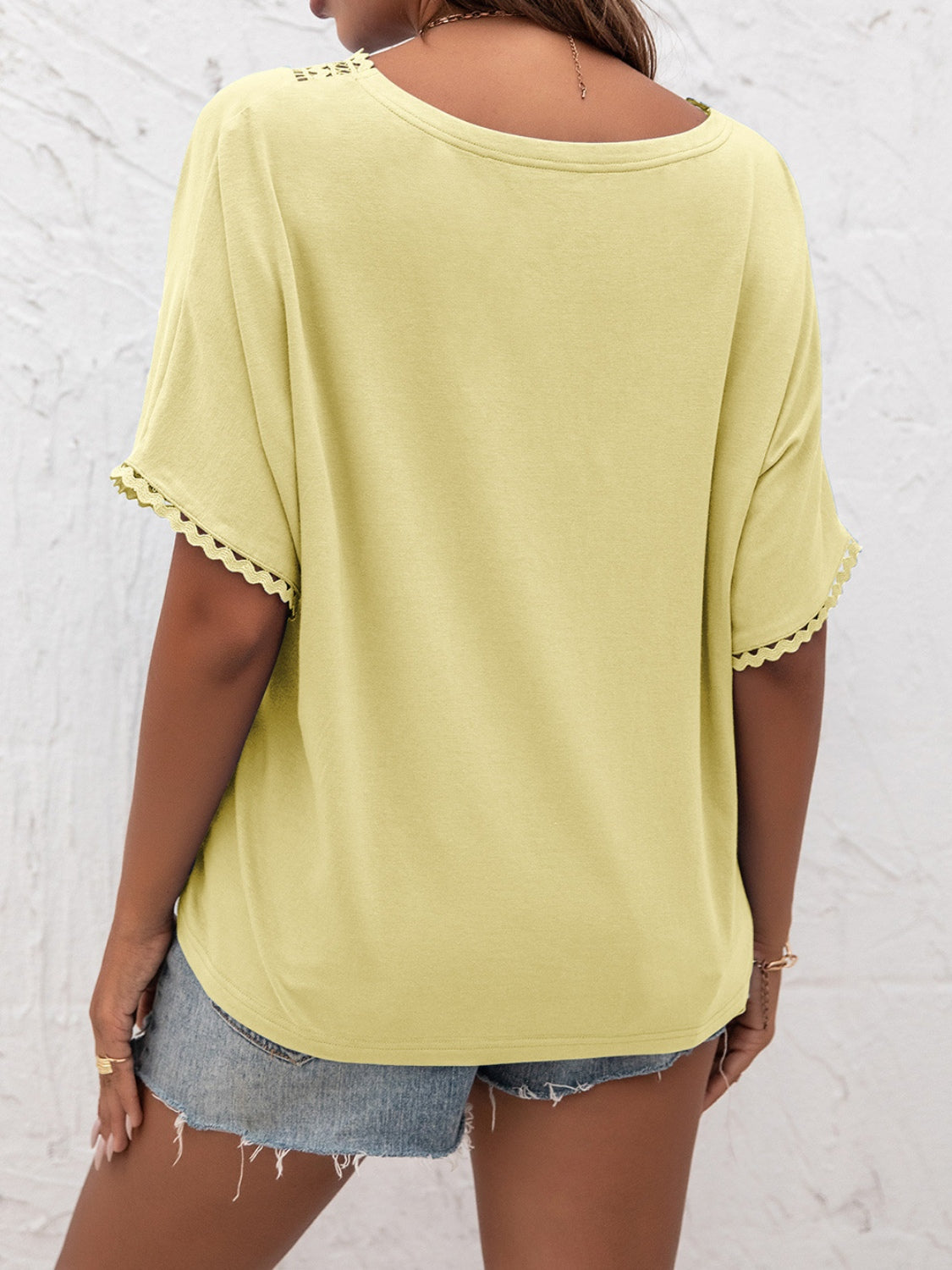 Lace Detail V-Neck T-Shirt
