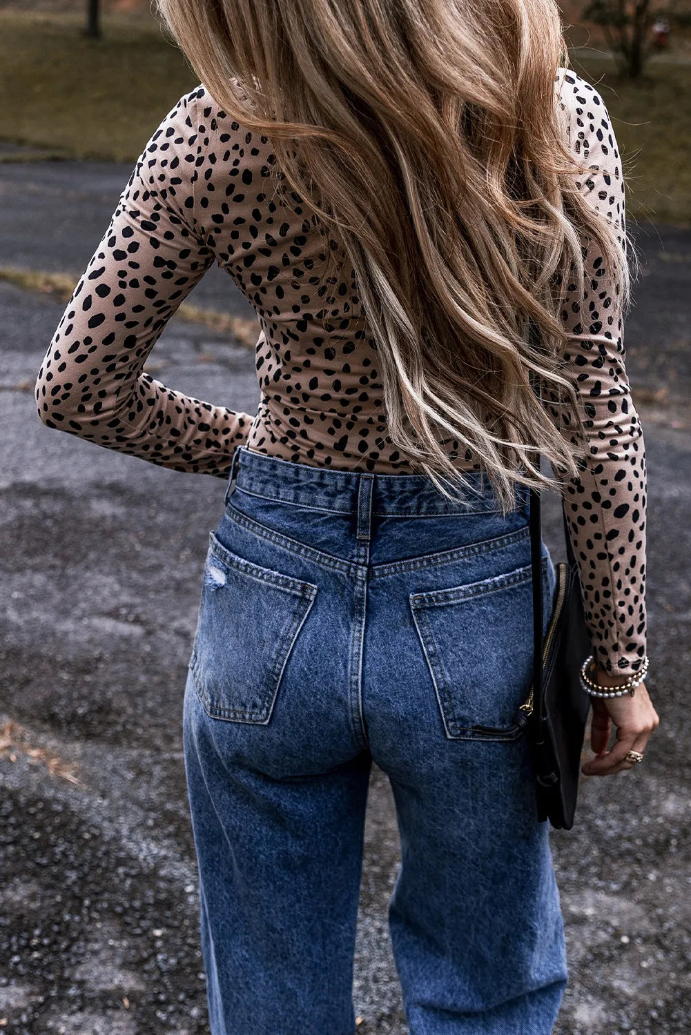 Animal Print Scoop Neck Long Sleeve Bodysuit