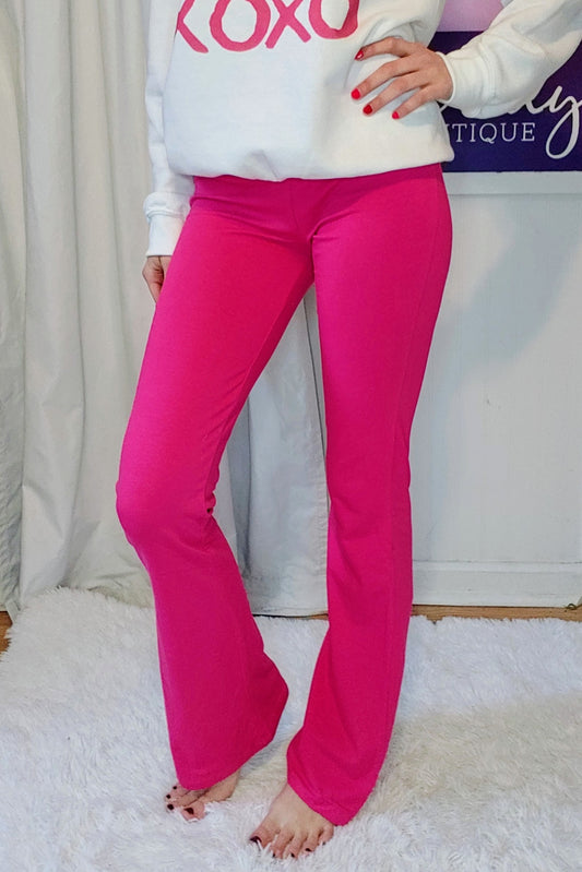 Solid Yoga Pants in Hot Pink (S-XL)