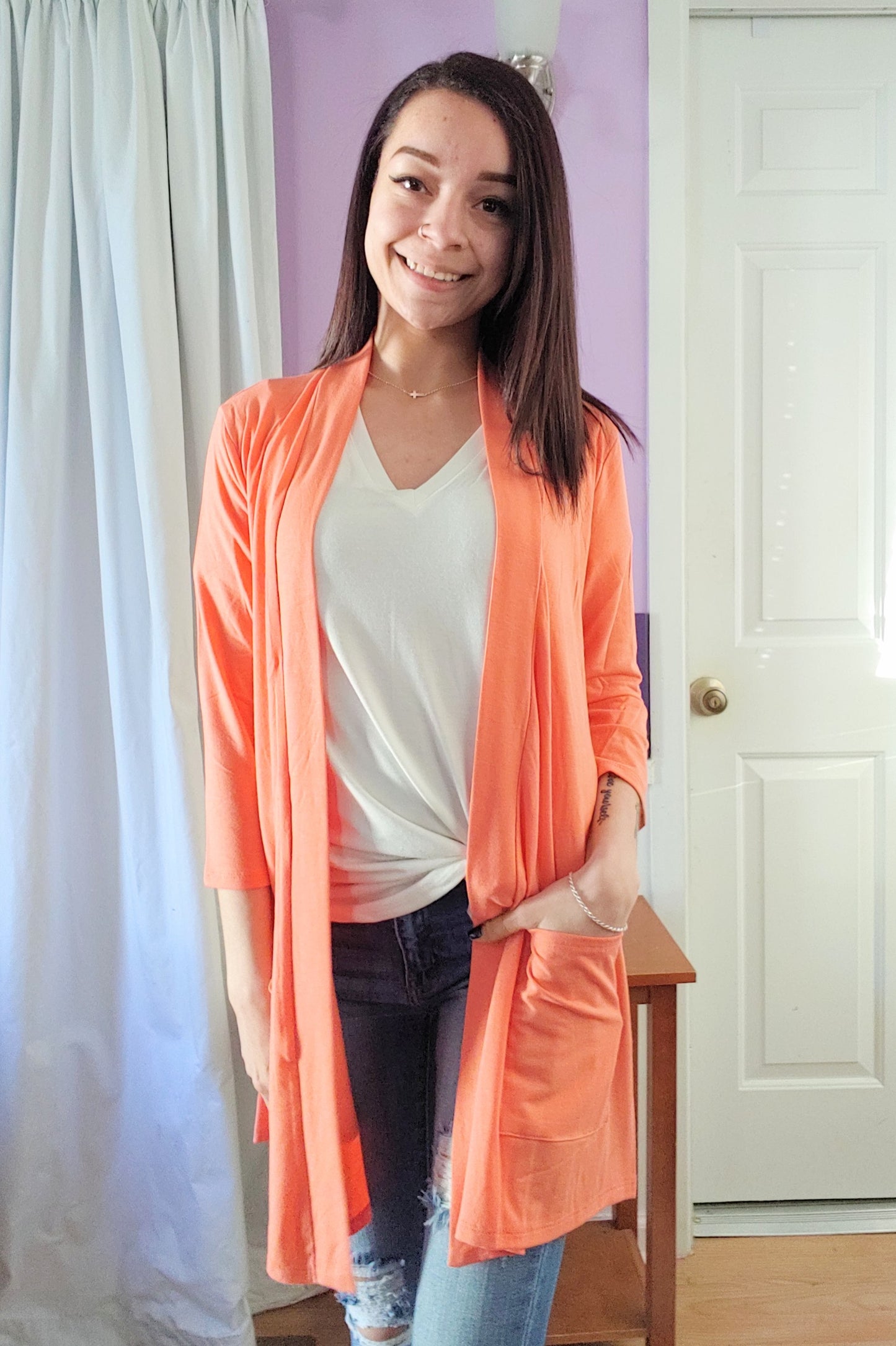 Lori Cardigan in Coral (S-XL)