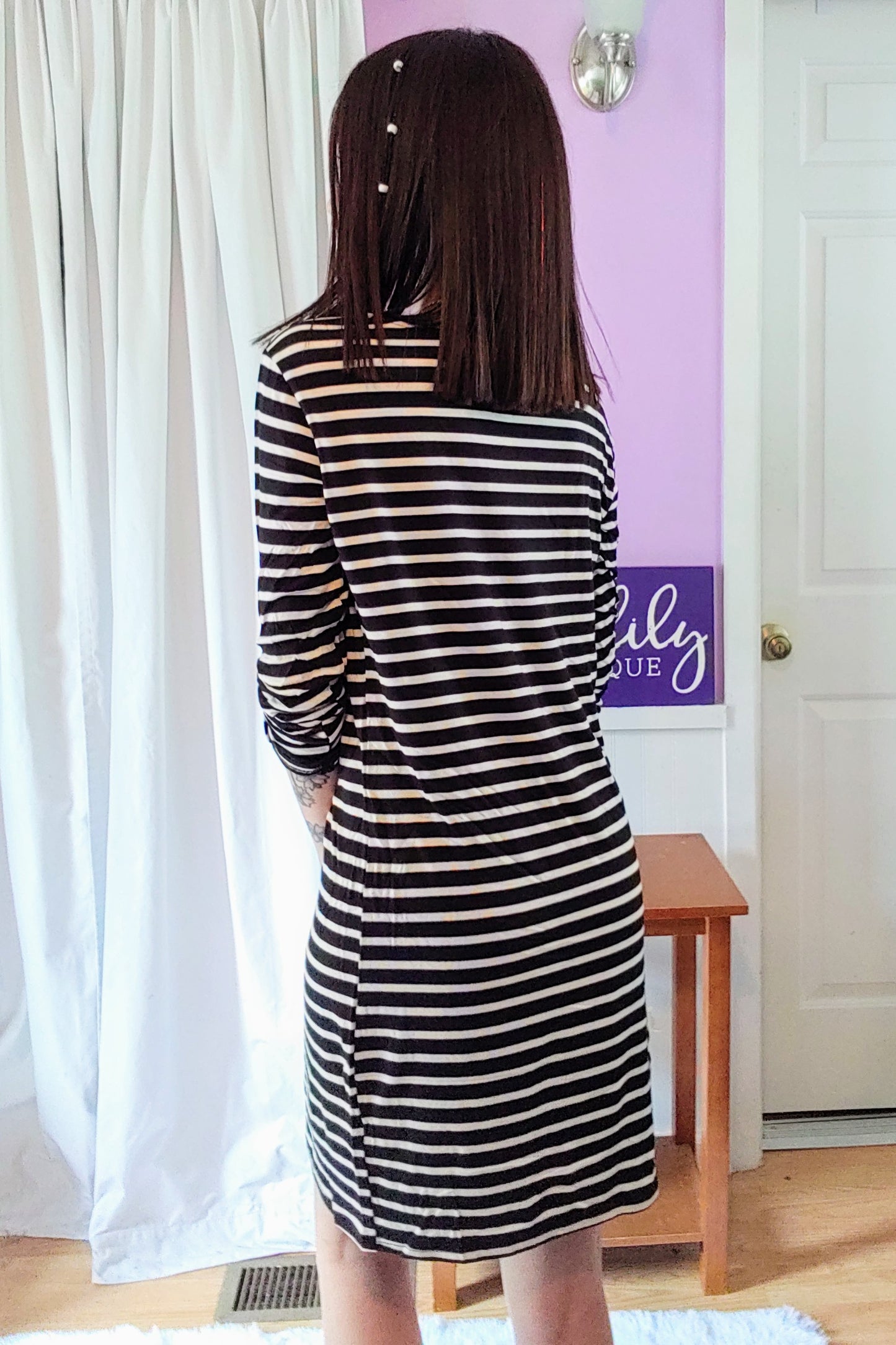 Macy Striped Dress in Black