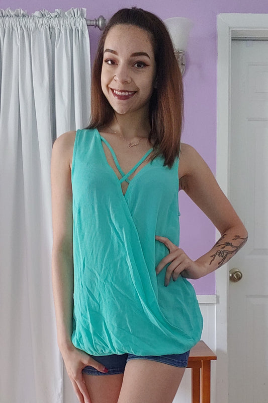 Kira Cross Tank in Mint