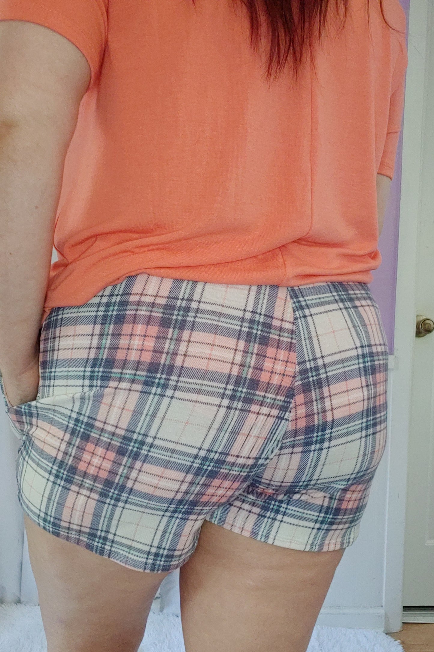 Navy and Pink Plaid Shorts (S- XL)